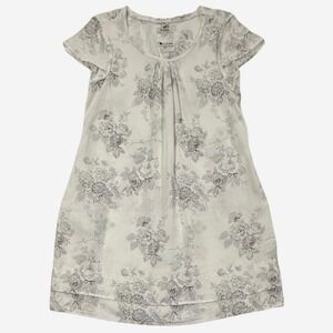 Malvin Hamburg Germany Linen Ramie Floral Dress White Grey Green Size 8 W490